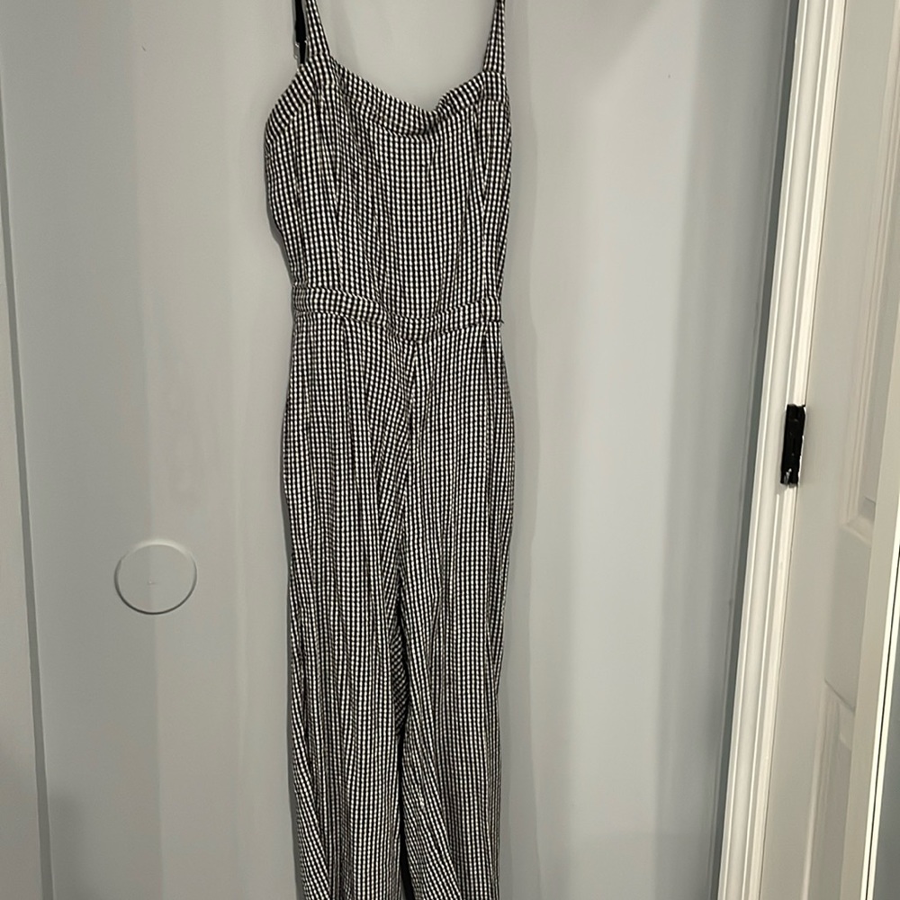 Hollister black and white checkered jumpsuit with back tie